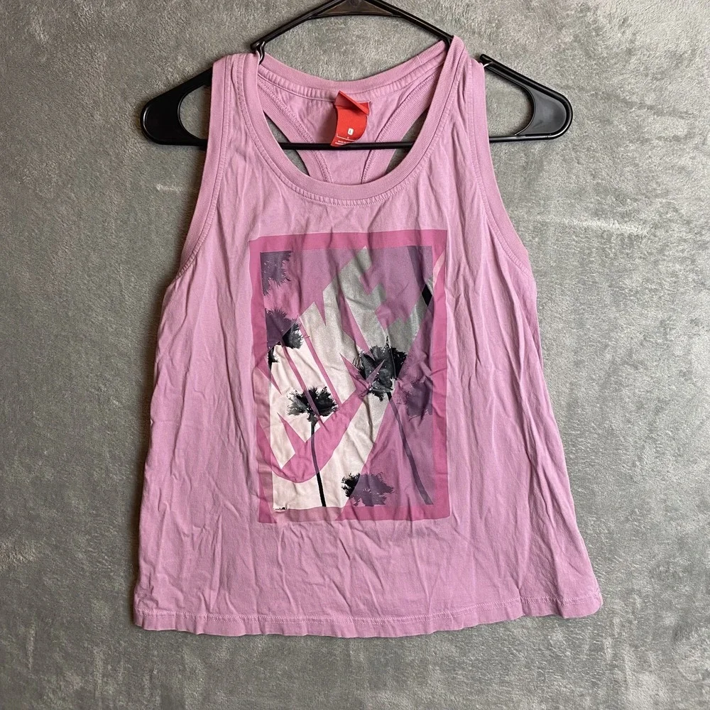Nike Women's Large Pink Graphic Tank Top Sleeveless Activewear